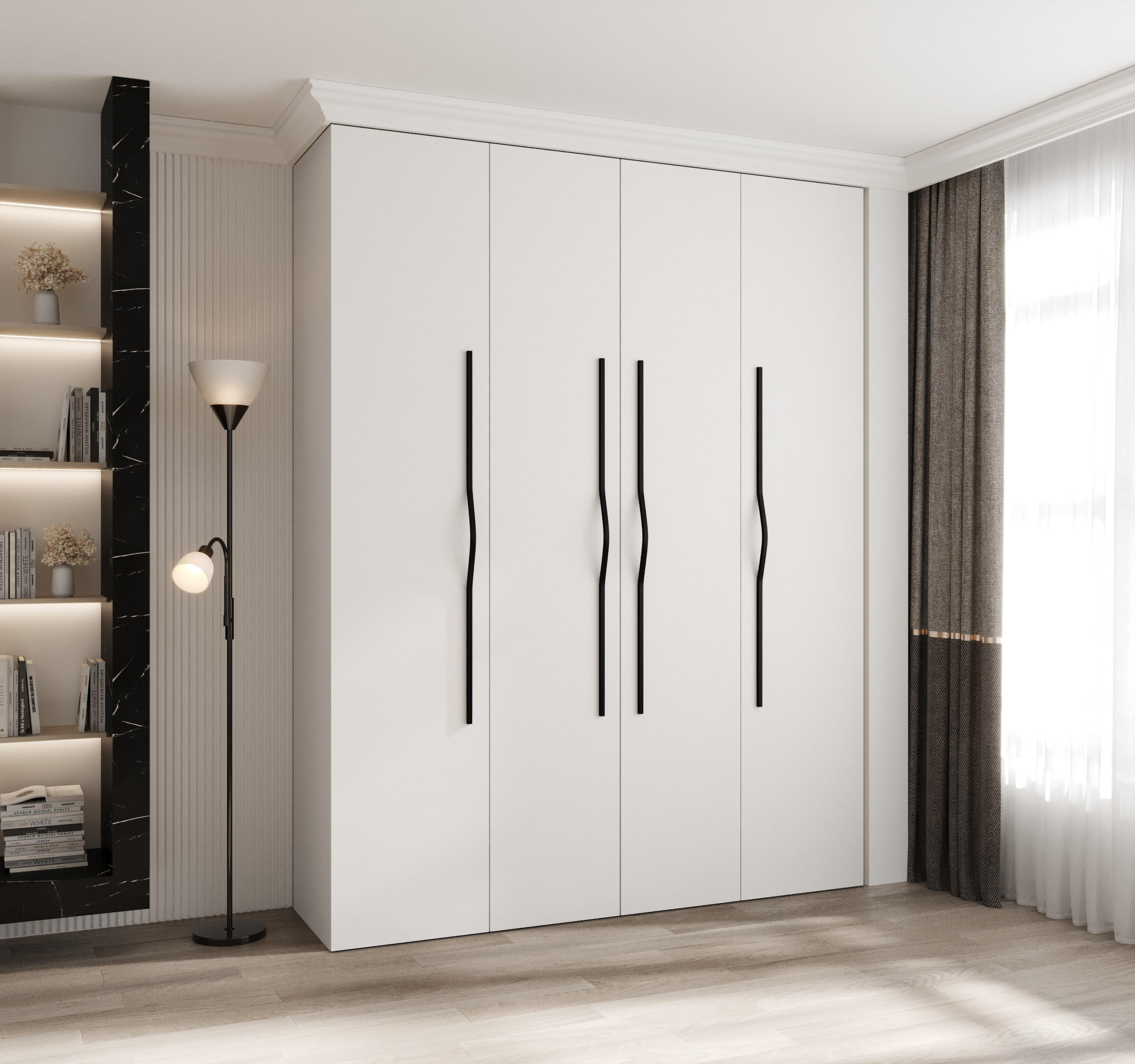 DREHTÜRENSCHRANK 245,5/190/40 4-türig - Schwarz/Weiß, Holz/Metall (190/245.5/40cm) - Abiks Möbel