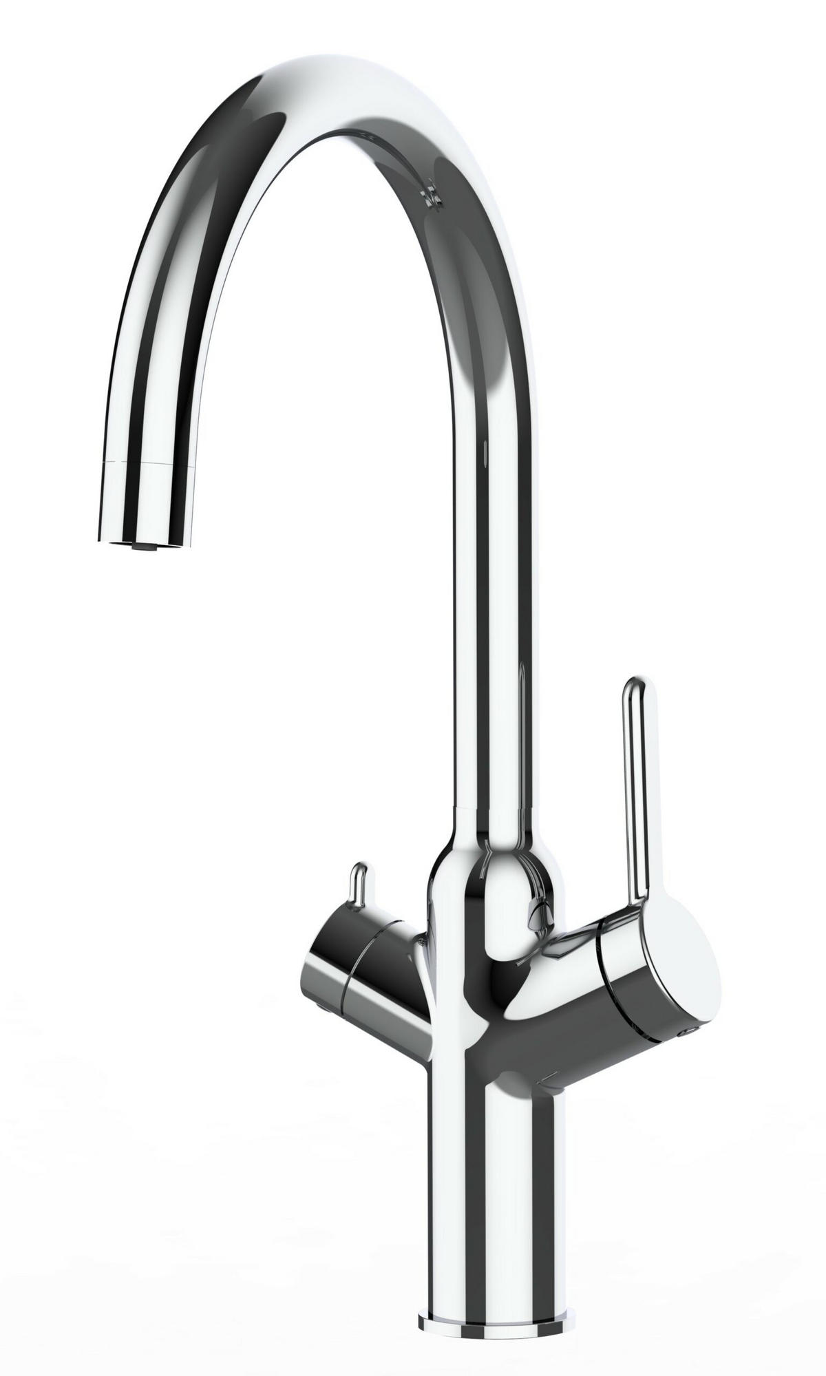 3-WEGE-KÜCHENARMATUR, Verchromt, 360° schwenkbar - Chromfarben, Metall (21.4/38.5/21.4cm) - VIZIO