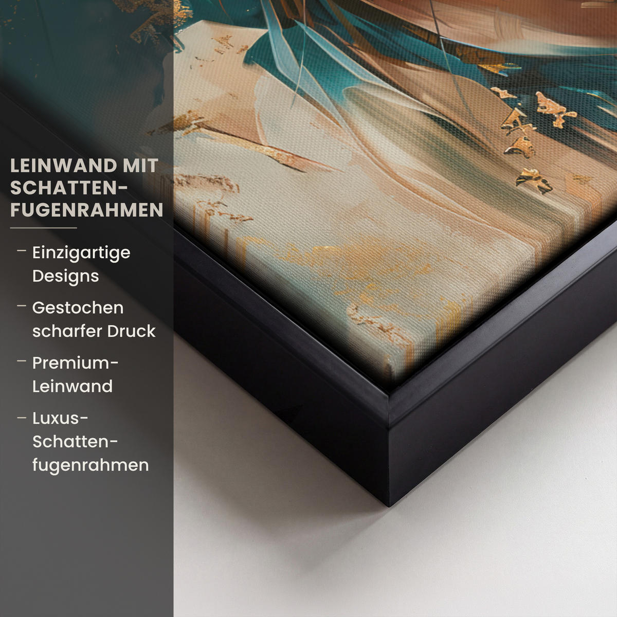 LEINWAND Bilder mit Rahmen - Frau - Porträt - Gold - Luxus - Blau - 40x30 - Türkis, Textil (40/30cm) - MuchoWow