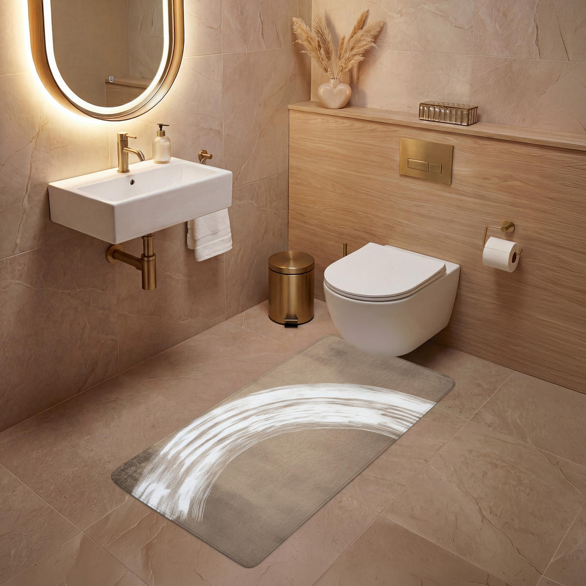 WC PŘEDLOŽKA Barva - hnědá - Japandi 60x120 cm - barva mokka, textil/plast (60/1cm) - OnlyWow