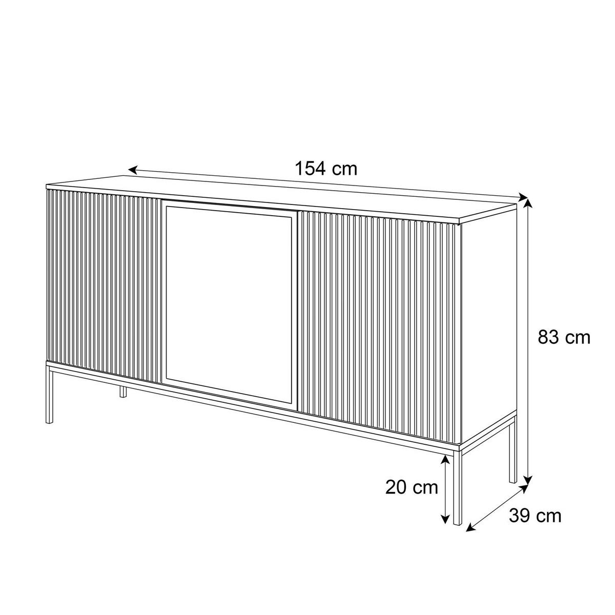 SIDEBOARDS ECLIPSE K154 mit Beleuchtung,Schwarz Eiche Wotan - Eiche Wotan, Holzwerkstoff (154/83/39cm) - Lookway