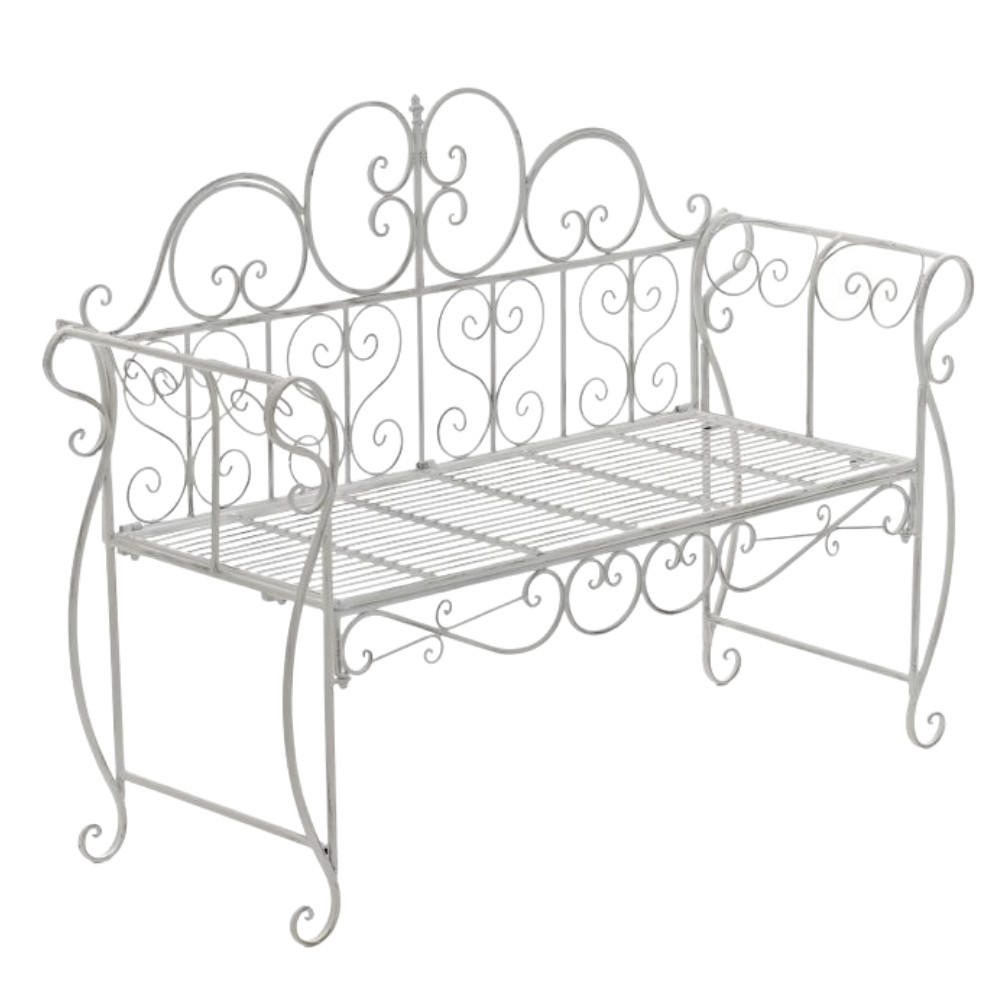 GARTENBANK Lenar Metall Weiß 128x46x94cm Metallbank - Weiß, Metall (128/94/46cm) - DELUKE