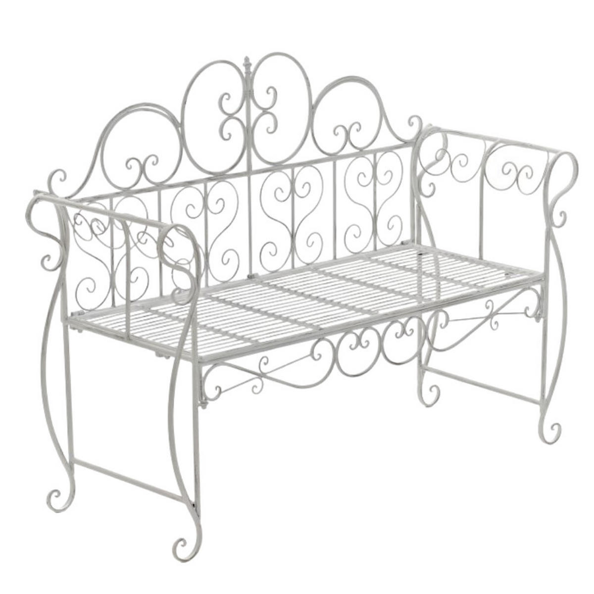 GARTENBANK Lenar Metall Weiß 128x46x94cm Metallbank - Weiß, Metall (128/94/46cm) - DELUKE