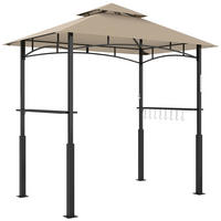 GRILLPAVILLON DE-12666 240/150/250 cm LED, 2 Regale, 8 Haken Kaki - Mokka, Metall (148/248/243cm) - ComfortXL