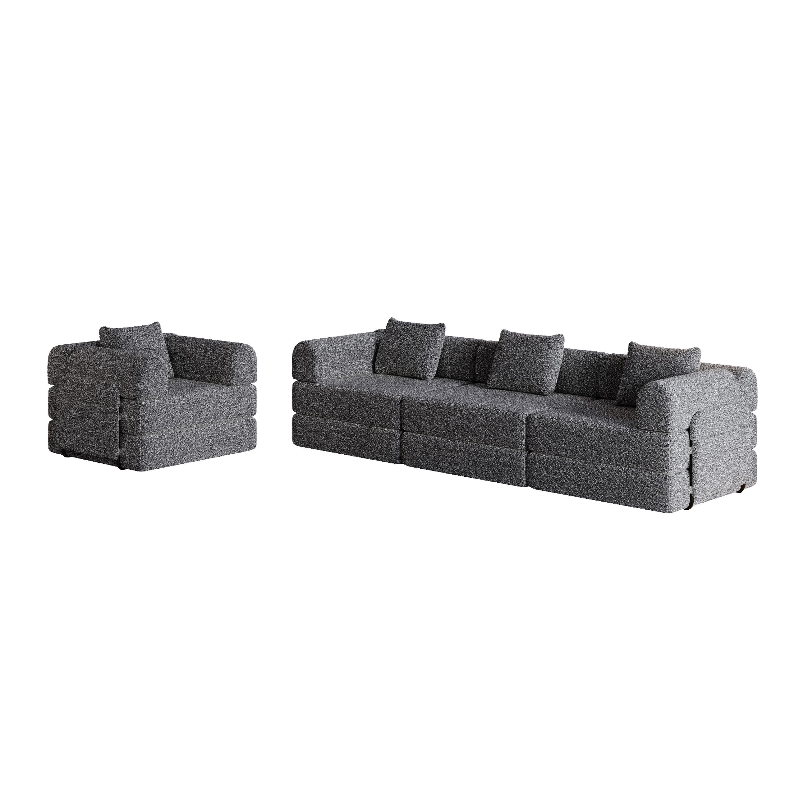SCHLAFSOFA, Chenille 2-in-1 mit Armlehnen-Staufach & Stahlrahmen, 91,4/183,8/69,8 cm, Grau - Grau, Textil (91.4/69.8/183.8cm) - Redom