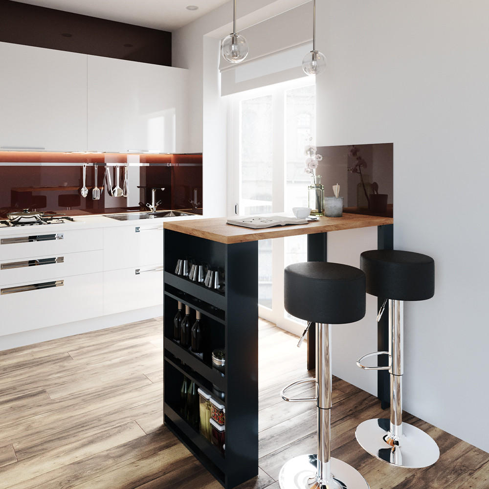 BARTISCH-SET Eiche 57 x 117 cm mit 2 Barhockern - Eichefarben, Holzwerkstoff (57/106/117cm) - Vicco