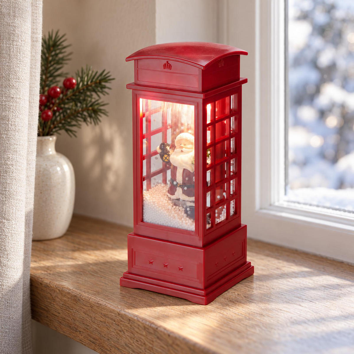 WEIHNACHTLICHES mit LED 10,5/10,5/25 cm - Rot, Kunststoff (10.5/25/10.5cm) - Home Styling Collection