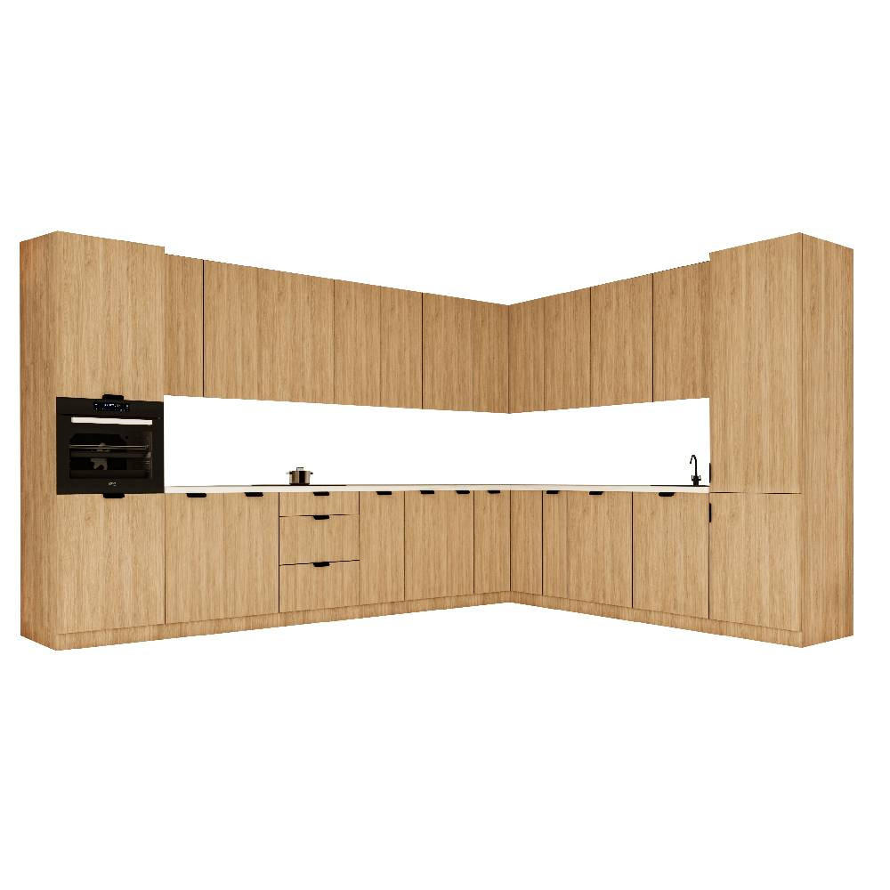 WINKELKÜCHE 385 x 285 cm - Sorento KS11-M385 - in Sonoma Eiche - Schwarz/Sonoma Eiche, Holz/Metall (670/247/58cm)