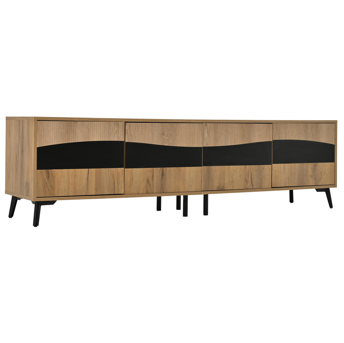LOWBOARD 180/40/50 cm Natur/Schwarz aus Spanplatte mit 4 Schränken - Naturfarben, Holzwerkstoff (40/50/180cm) - OKMYHOME