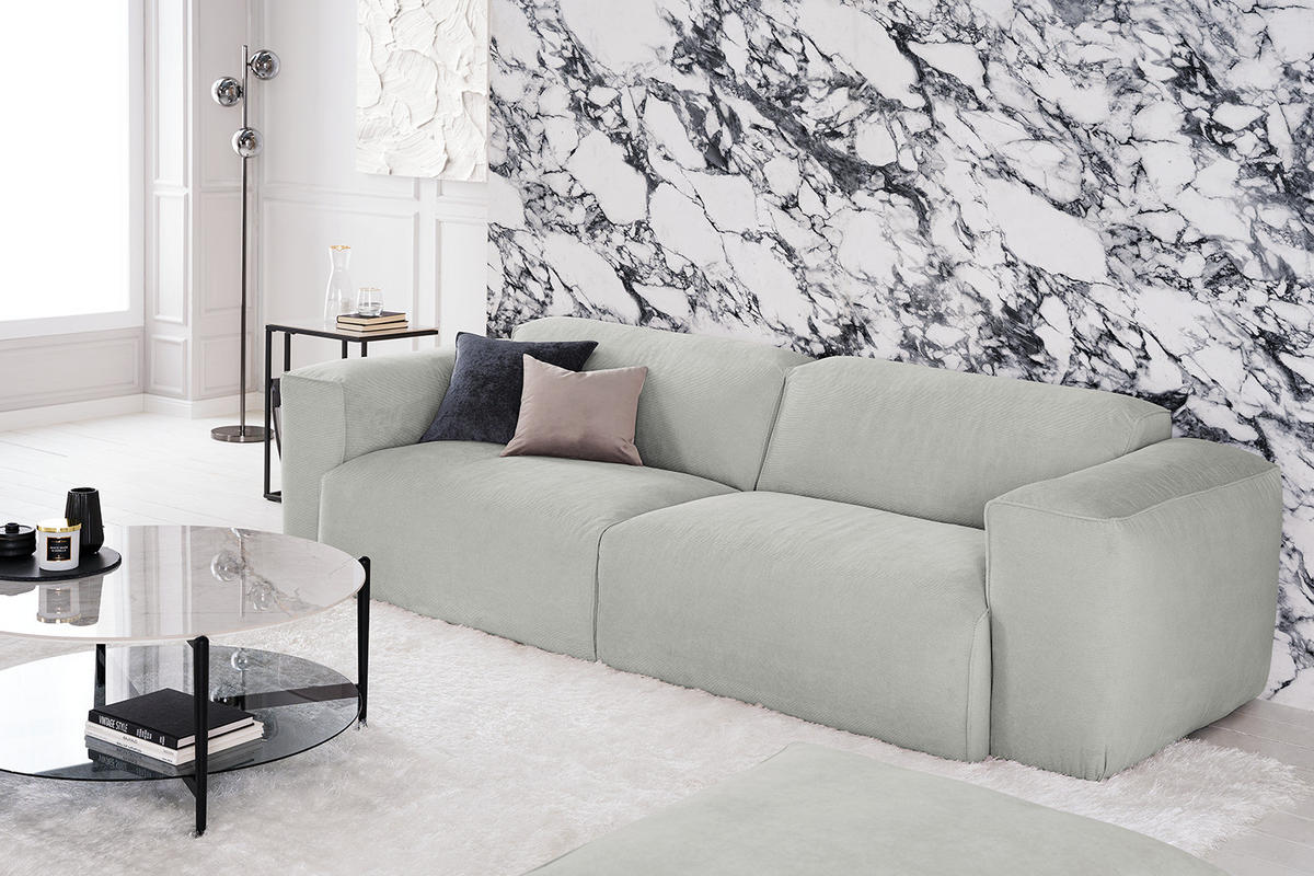 3-SITZER SOFA - Schwarz/Grau, Kunststoff/Textil (251/71/102cm) - home24