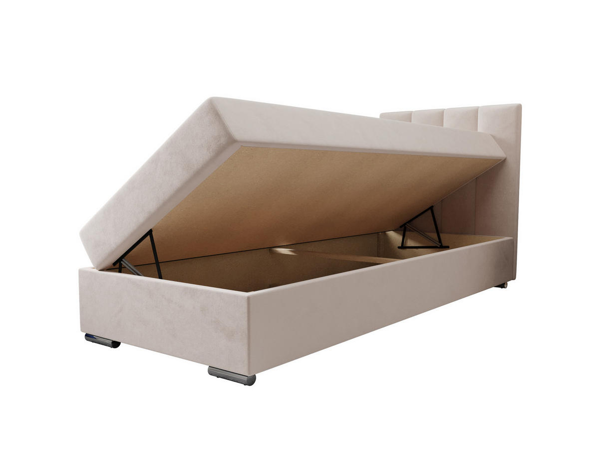 BOXBETT ZILANO 2 mit Matratze H3 und Topper 90x200 Itaka 16 - Creme, Holz/Textil (90/200cm) - Bedante
