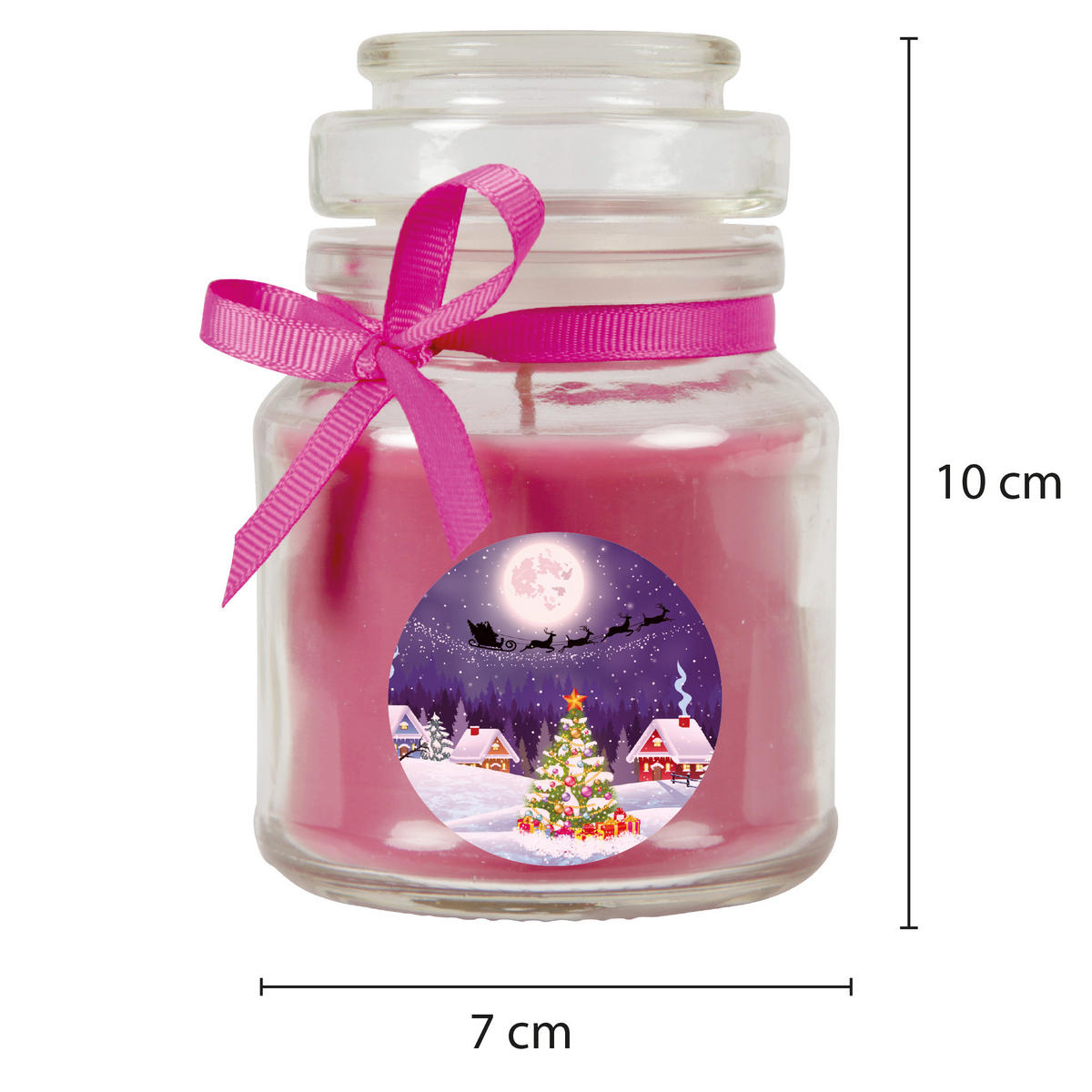 DUFTKERZE im Glas - Weihnachten Lila - Bonbon 120gr ( 30h ) - Beere, Naturmaterialien (7/10cm)