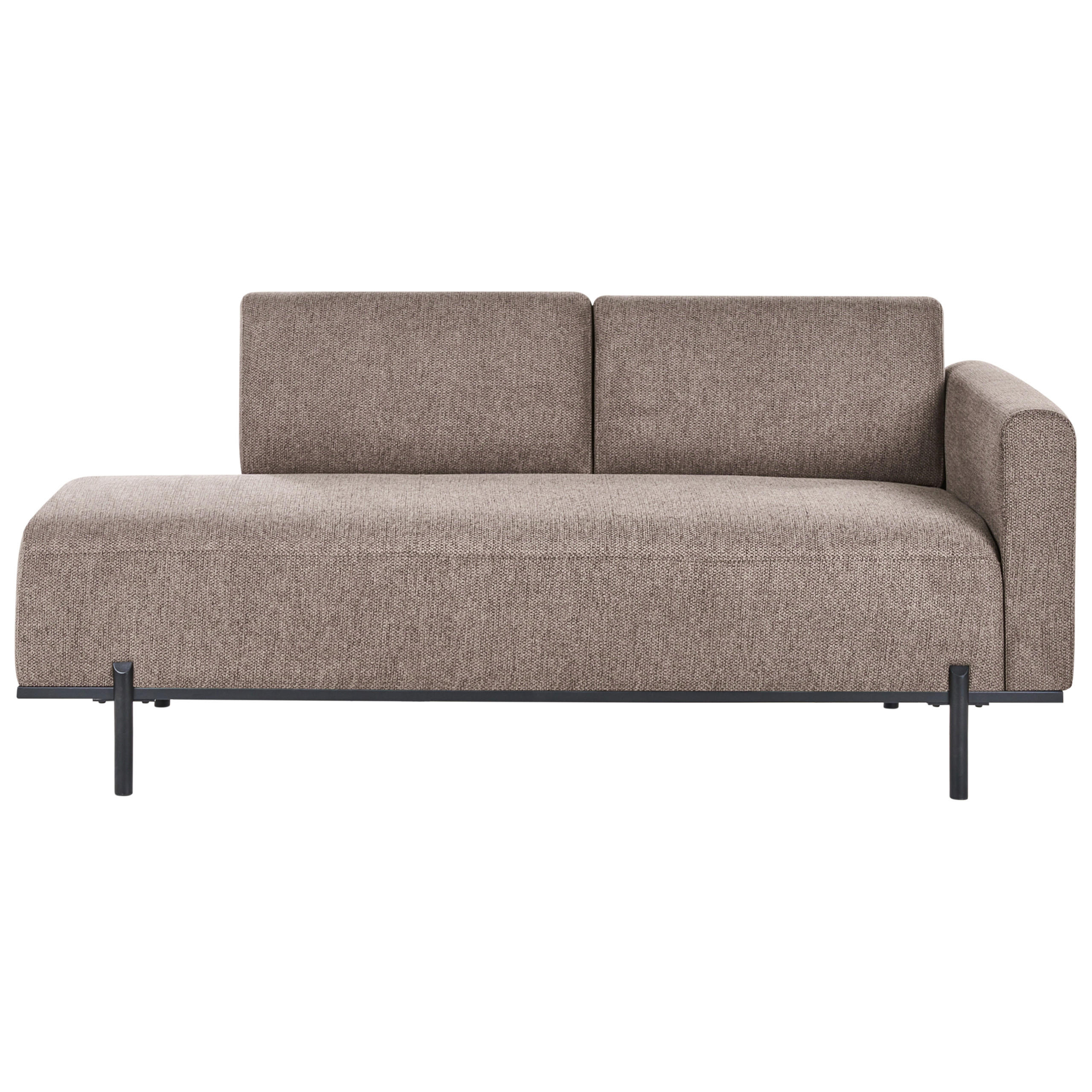 CHAISELONGUE Kunstleinen Hellbraun Savasse - Hellbraun/Schwarz, Textil (170/78/85cm) - Beliani
