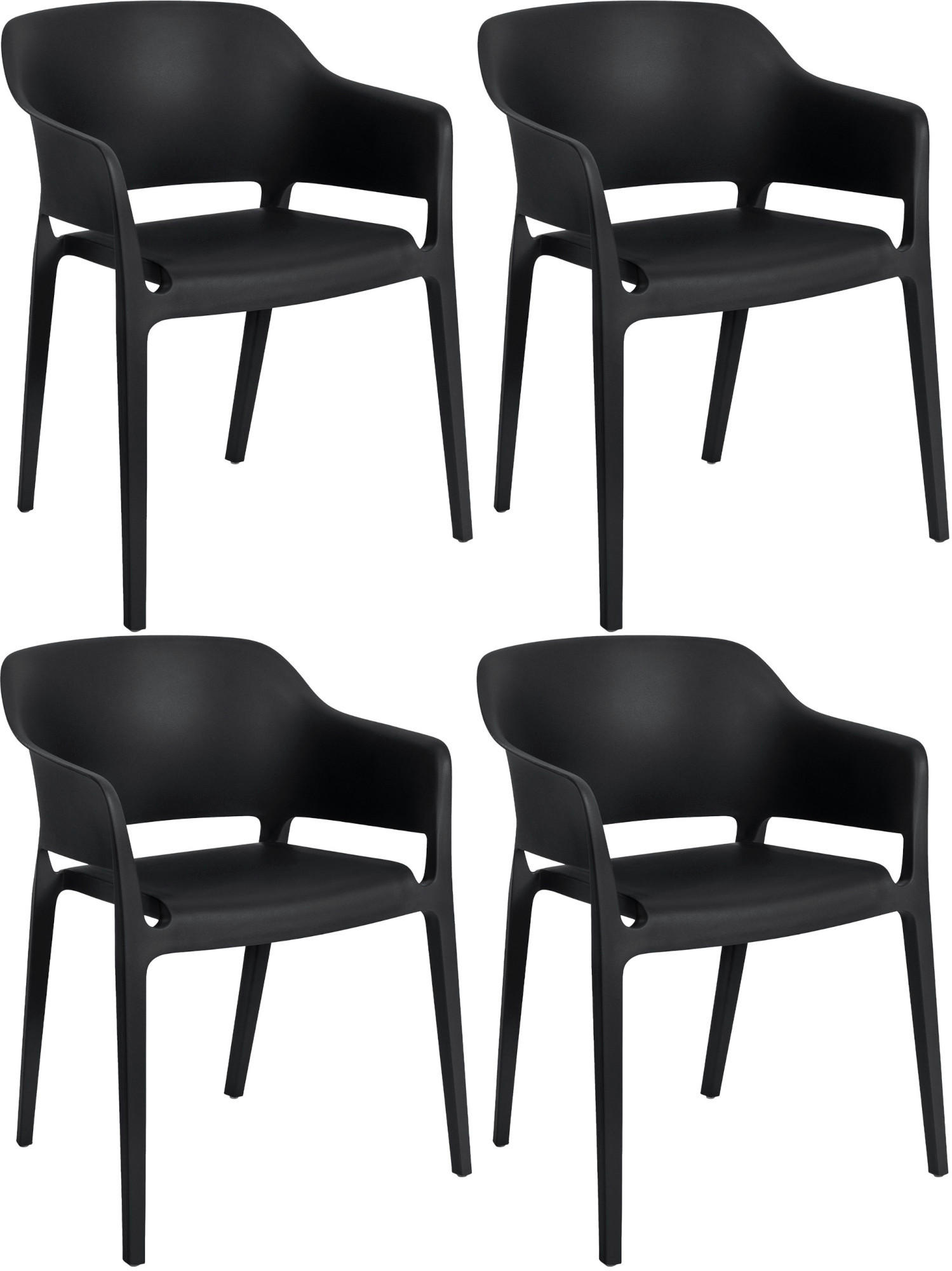 GARTENSTUHL 4er Set Kunststoff schwarz - Schwarz, Kunststoff (56/78/53cm) - CLP