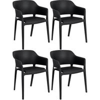 GARTENSTUHL 4er Set Kunststoff schwarz - Schwarz, Kunststoff (56/78/53cm) - CLP