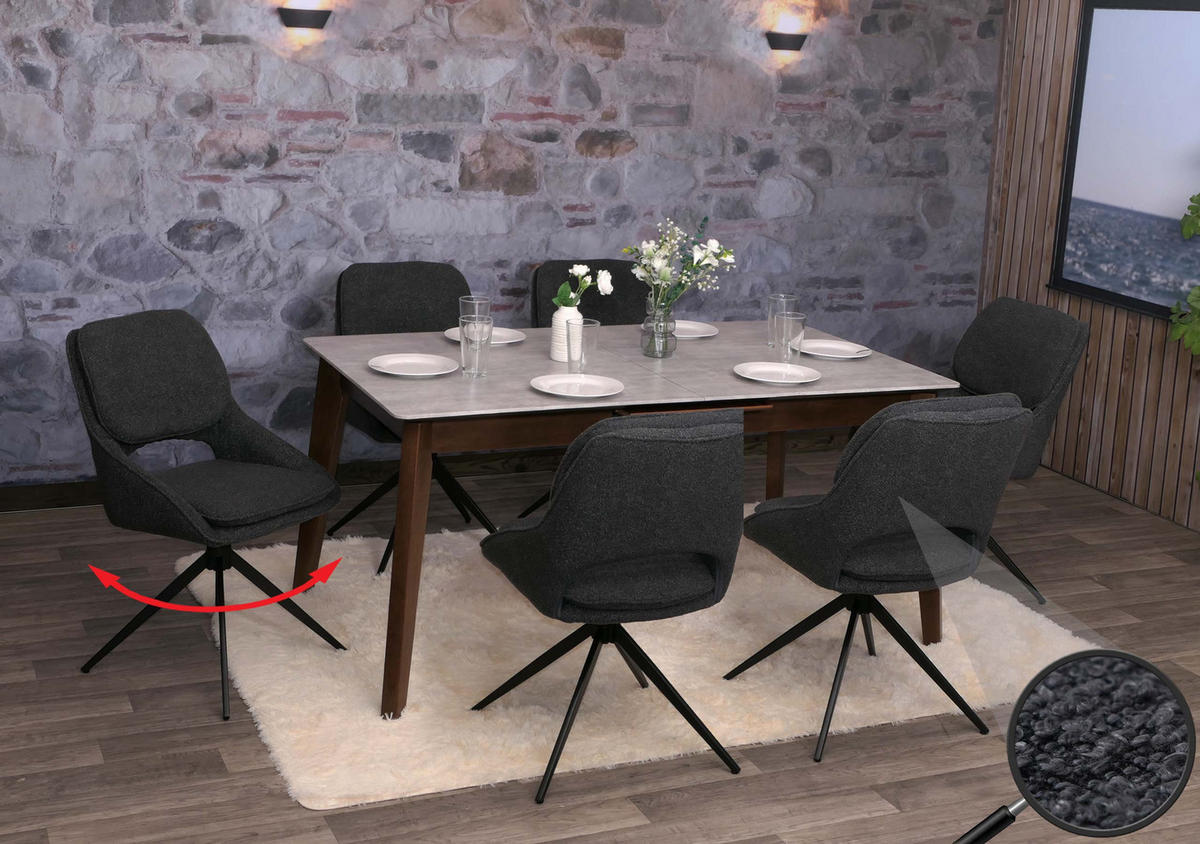 ESSZIMMERSTUHL Grau 6er-Set - Grau, Textil (55/87/55cm) - MCW