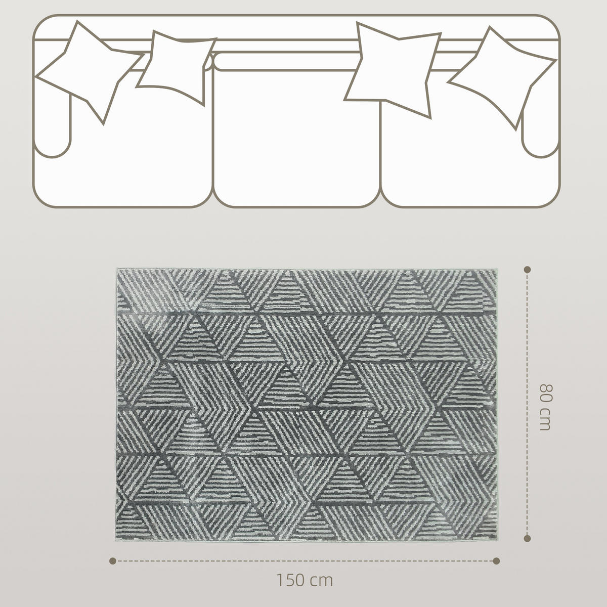 TEPPICH Polypropylen Dunkelgrau - Dunkelgrau, Kunststoff (80/150cm) - HOMCOM