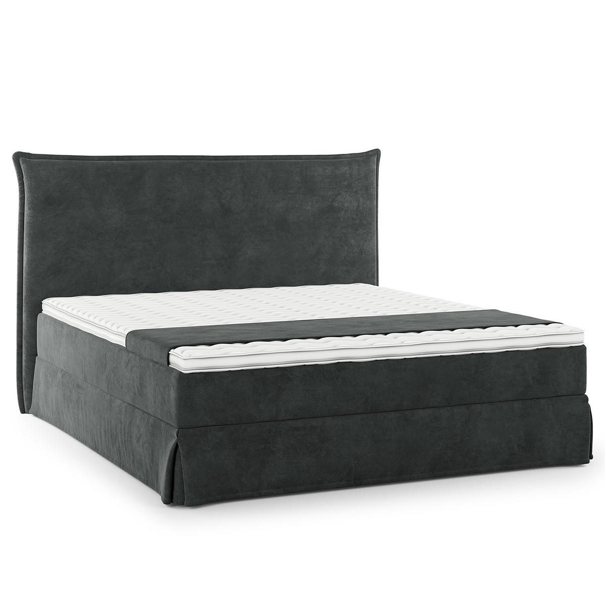 BOXSPRINGBETT mit Husse - Dunkelblau, Textil (180/200cm) - home24