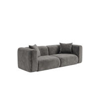 SOFA 2-Sitzer, Velvet-Stoff Bluvel, Aschgrau, GRETA - Grau, Holz (228/70/89cm) - Kaiser Möbel
