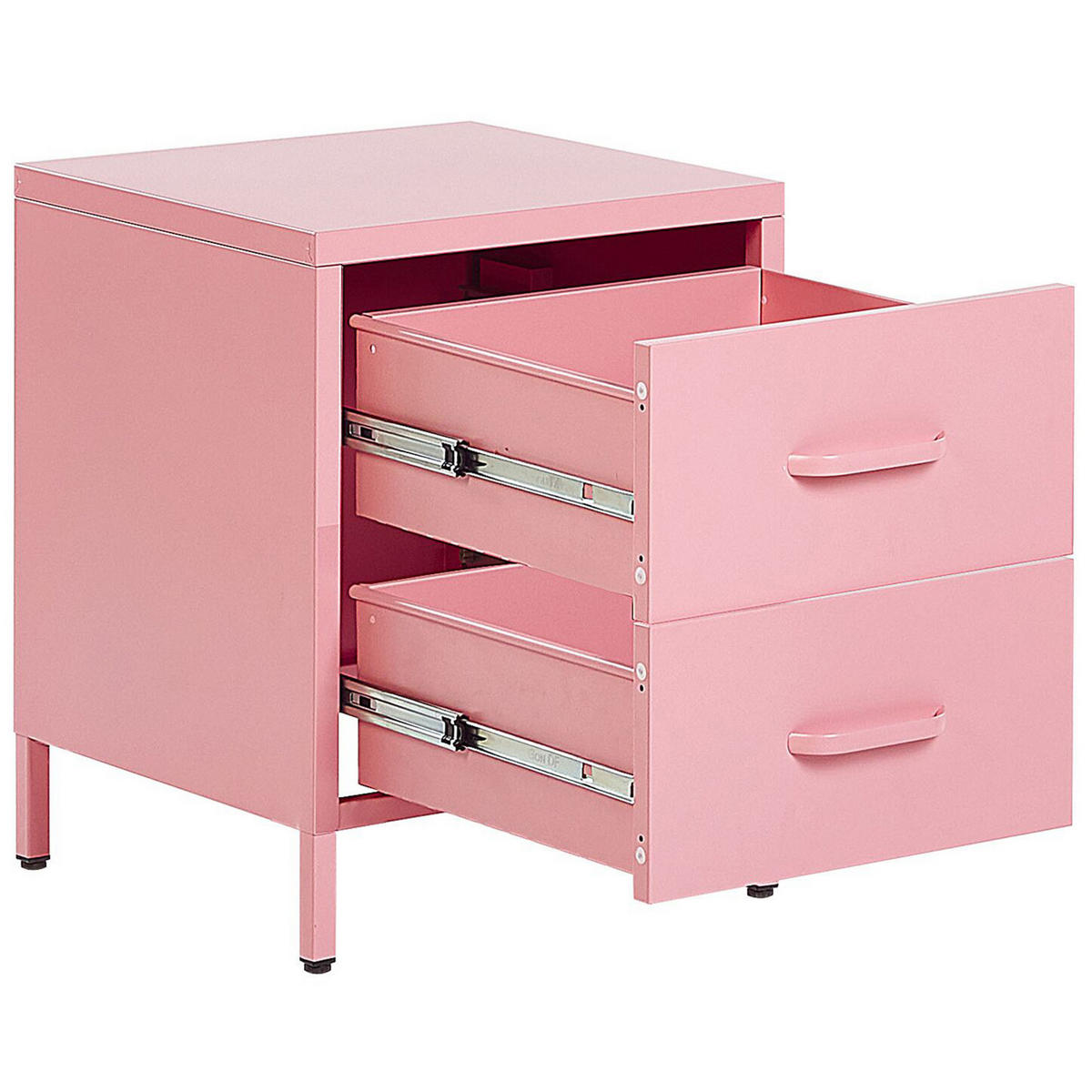 NACHTTISCH Stahl rosa matt 2 Schubladen Malavi - Pink, Metall (43/55/40cm) - Beliani