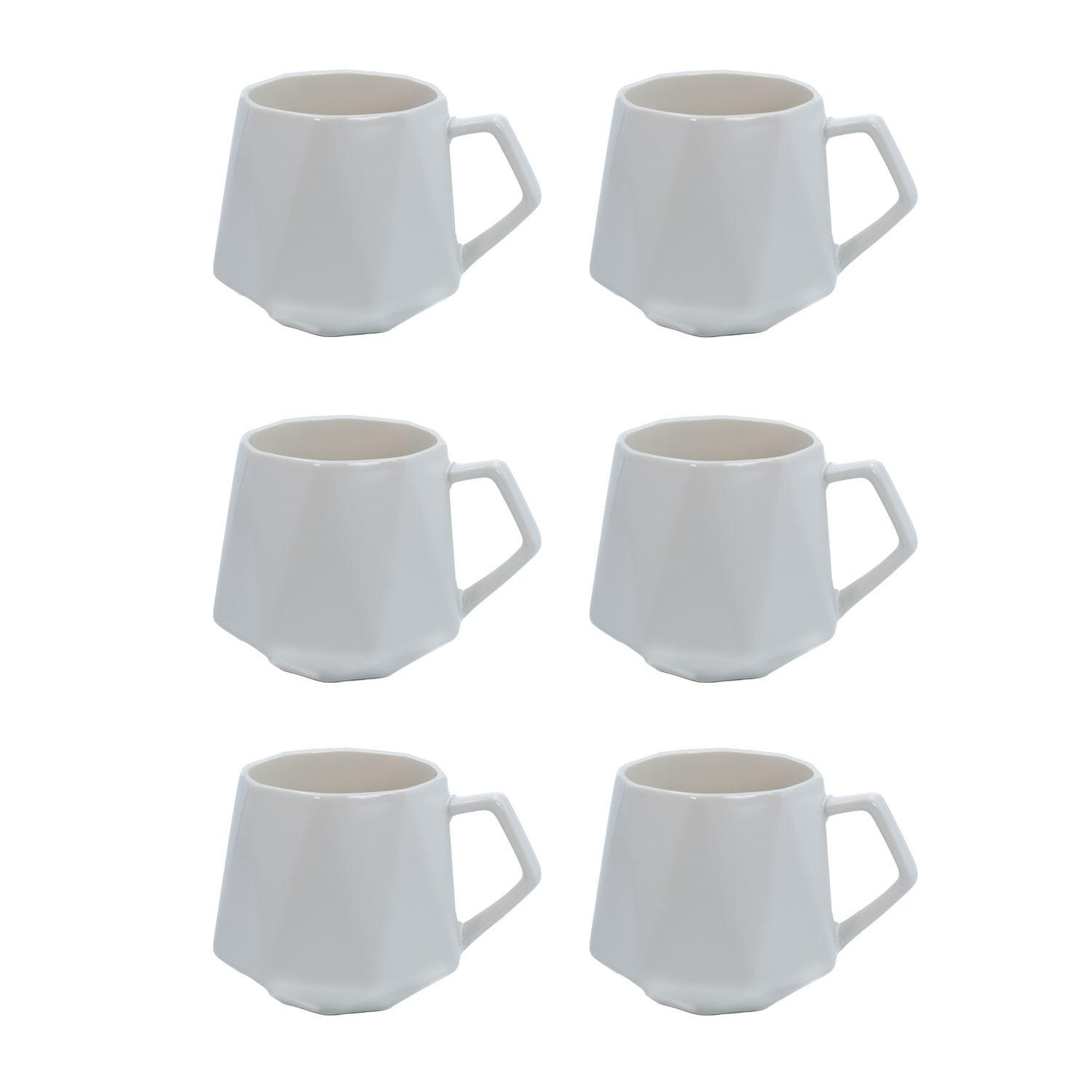 TEETASSE in Feinschliff Optik 350 ml (6-tlg.) - Weiß, Keramik (0.35L) - Intirilife