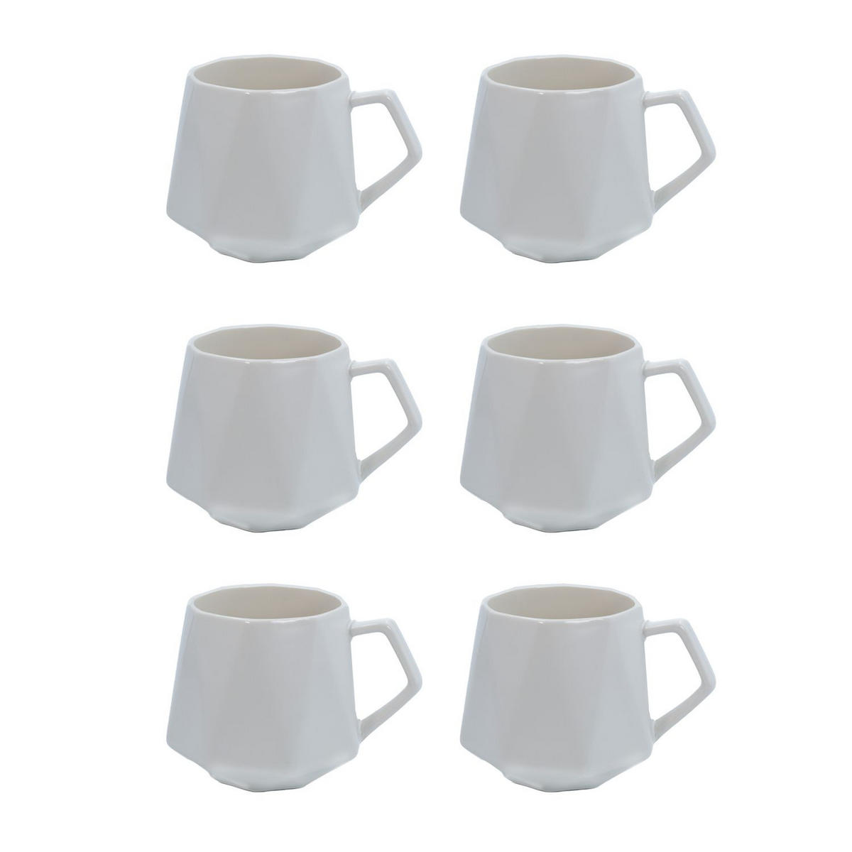 TEETASSE in Feinschliff Optik 350 ml (6-tlg.) - Weiß, Keramik (0.35L) - Intirilife
