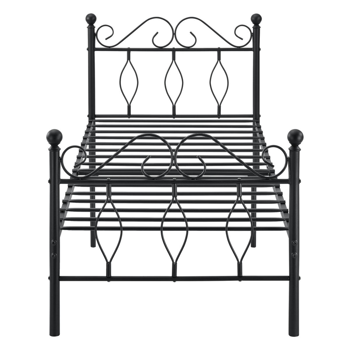 METALLBETT Apolda - Schwarz, Metall (90/200cm) - [en.casa]