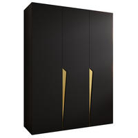 DREHTÜRENSCHRANK 202/150/52 3-türig - Goldfarben/Schwarz, Holz/Metall (150/202/52cm) - Abiks Möbel