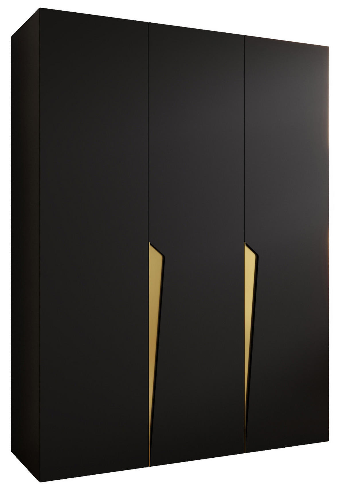 DREHTÜRENSCHRANK 202/150/52 3-türig - Goldfarben/Schwarz, Holz/Metall (150/202/52cm) - Abiks Möbel