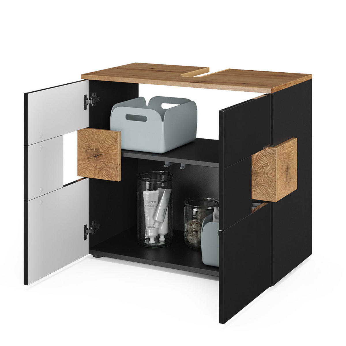 WASCHBECKENUNTERSCHRANK Eden Anthrazit 73.1 x 64 cm - Anthrazit/Eiche Artisan, Holzwerkstoff (73.1/64/37cm) - Vicco