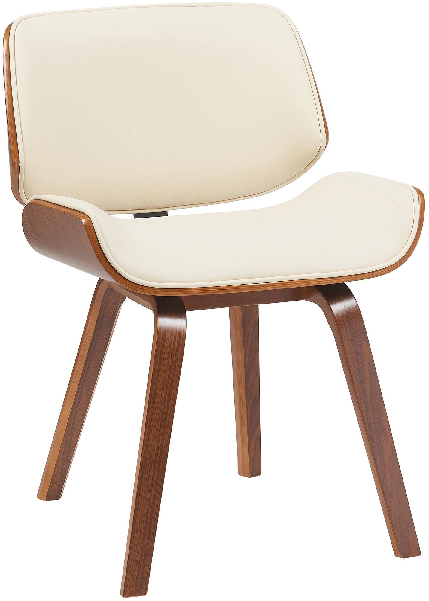 BESUCHERSTUHL Lederlook Walnuss/Creme - Walnussfarben/Creme, Holz/Textil (55/80/41cm) - CLP