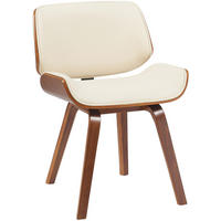 BESUCHERSTUHL Lederlook Walnuss/Creme - Walnussfarben/Creme, Holz/Textil (55/80/41cm) - CLP