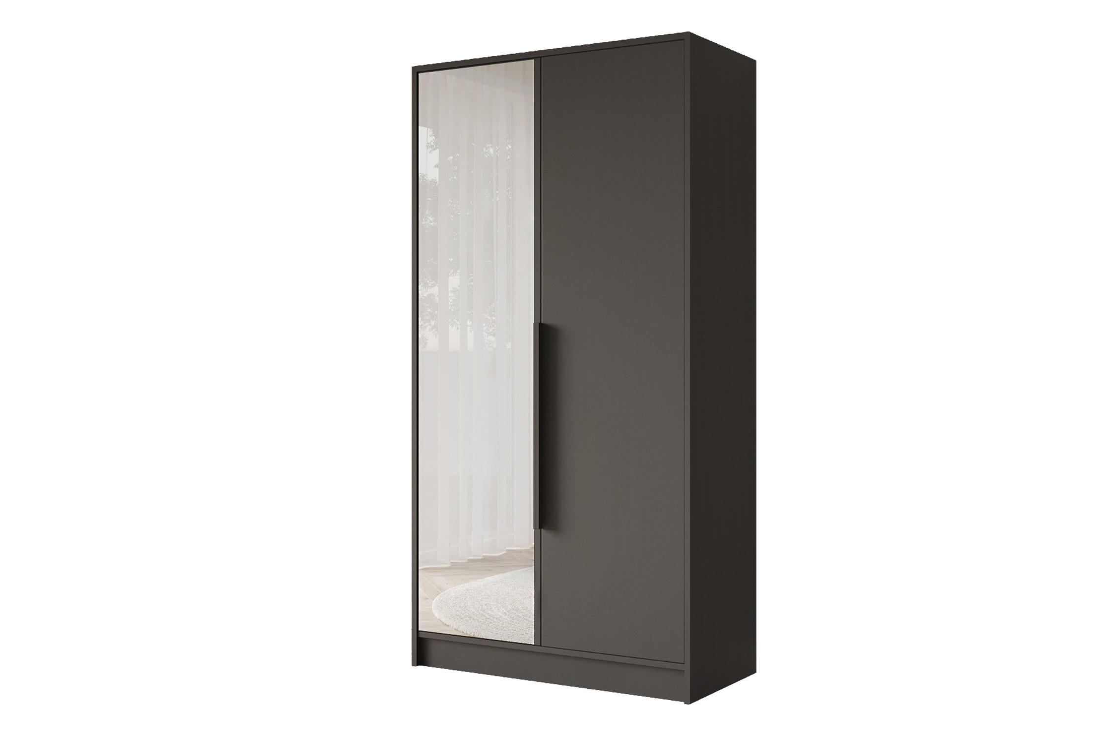 KLEIDERSCHRANK - LUSSO - 102 - Schwarz - Schwarz, Holzwerkstoff (102/200/51cm) - ALTDECOR
