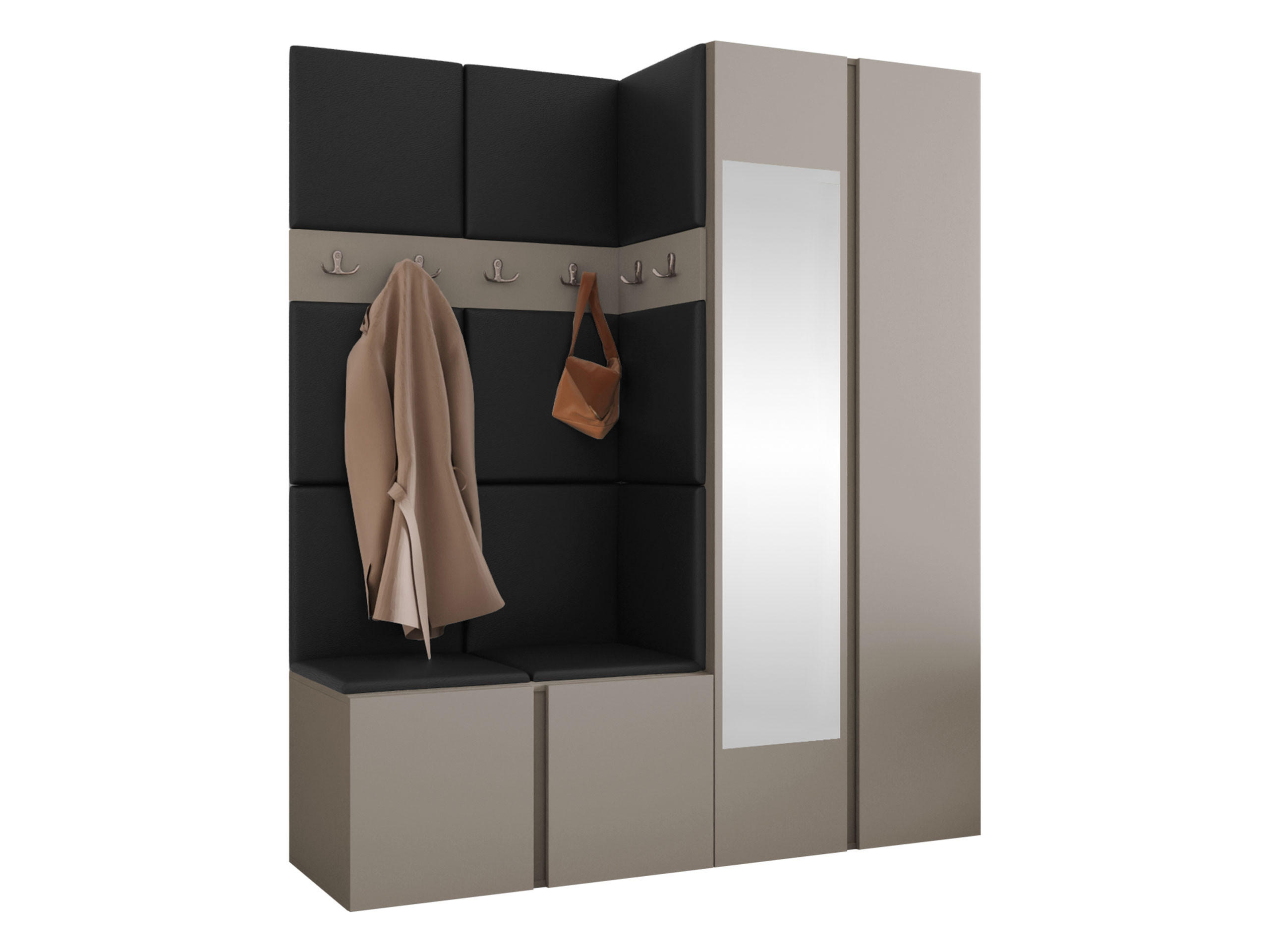 MOBILIER PENTRU HOL Orion XII - cașmir/negru, material plastic/compozit lemnos (158/186/46cm) - MIRJAN24