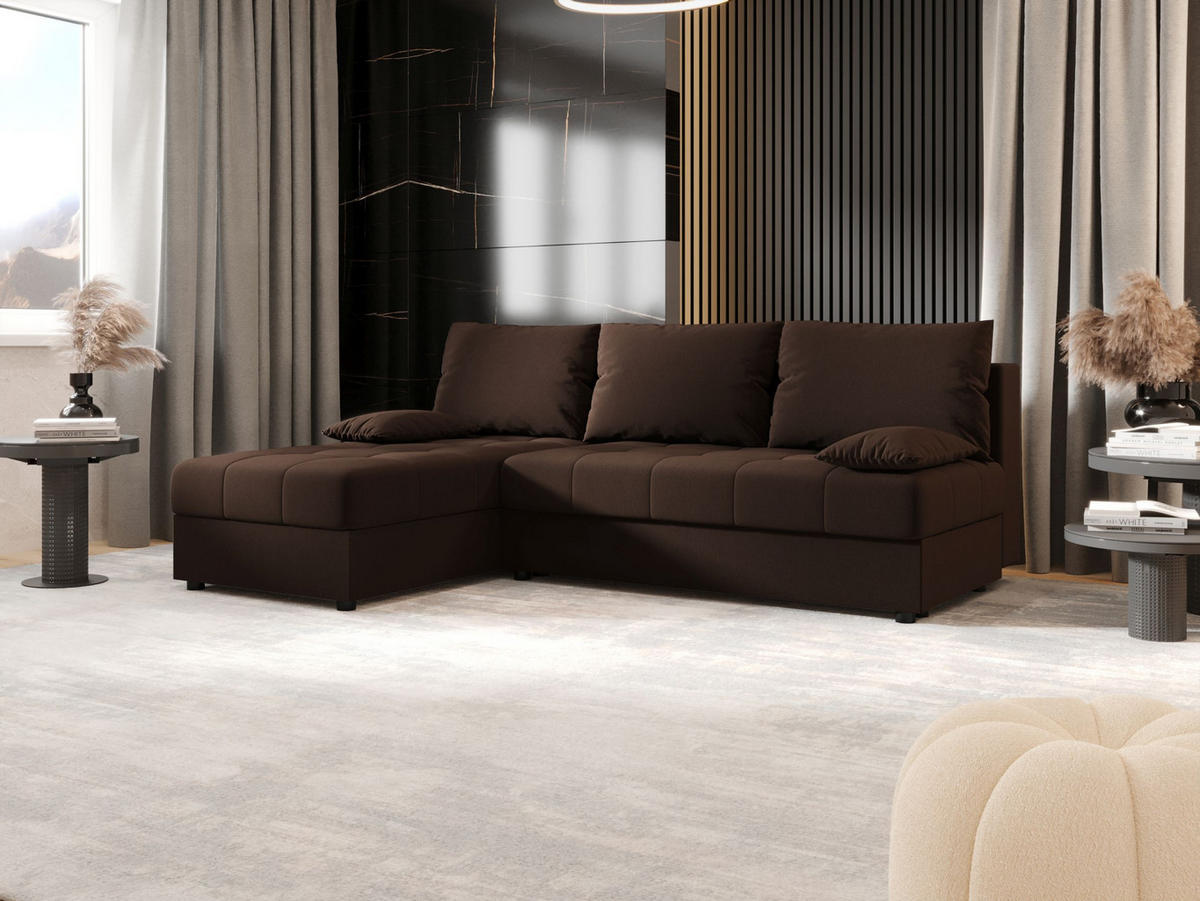 ECKSOFA MOS L Cosmic 800 Links mit Schlaffunktion - Braun, Textil (200/143cm) - Bedante
