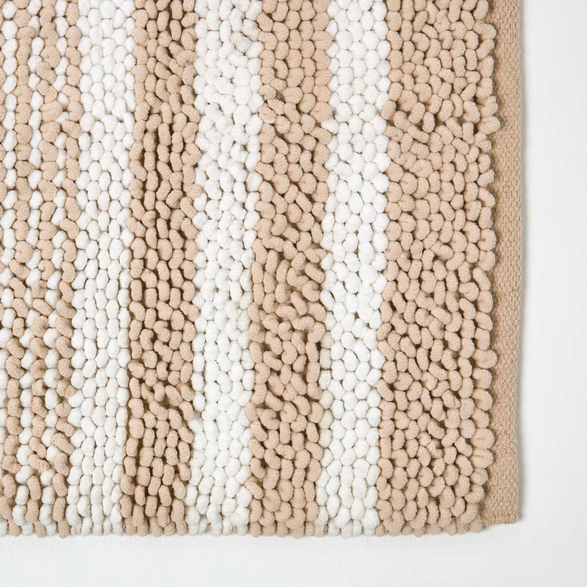 BADEMATTE Chenille grau-weiß 50/80 cm, 100% Baumwolle - Beige, Textil (50/80cm) - Homescapes