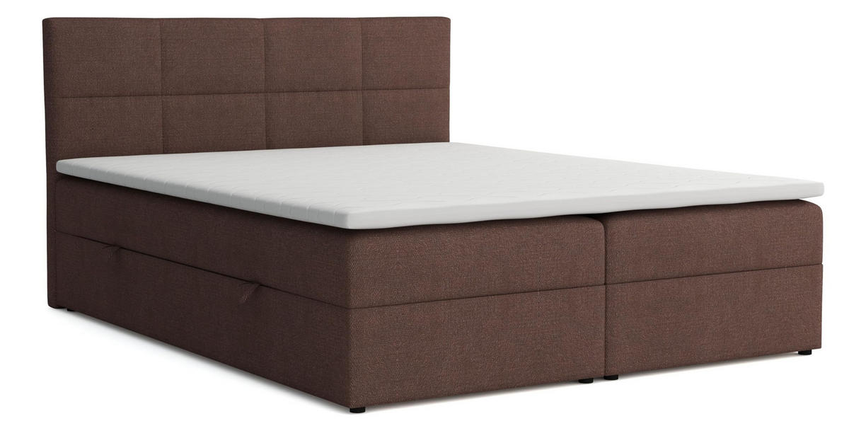 BOXBETT Betty mit Bettkästen und Matratze H2/H3 160 x 200 cm - Braun, Holzwerkstoff (160/200cm) - VENASI MÖBEL
