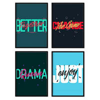 POSTER Set mit 4 blauen und grünen Etikettendesign und Motivationsnachrichten A4 Rahmenlos - Klar, Papier (29.7/3cm) - Nacnic