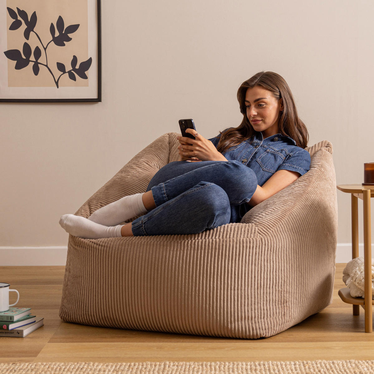 SITZSACK Cord Sessel Natalia - Mokka, Textil (97/73/84cm) - icon