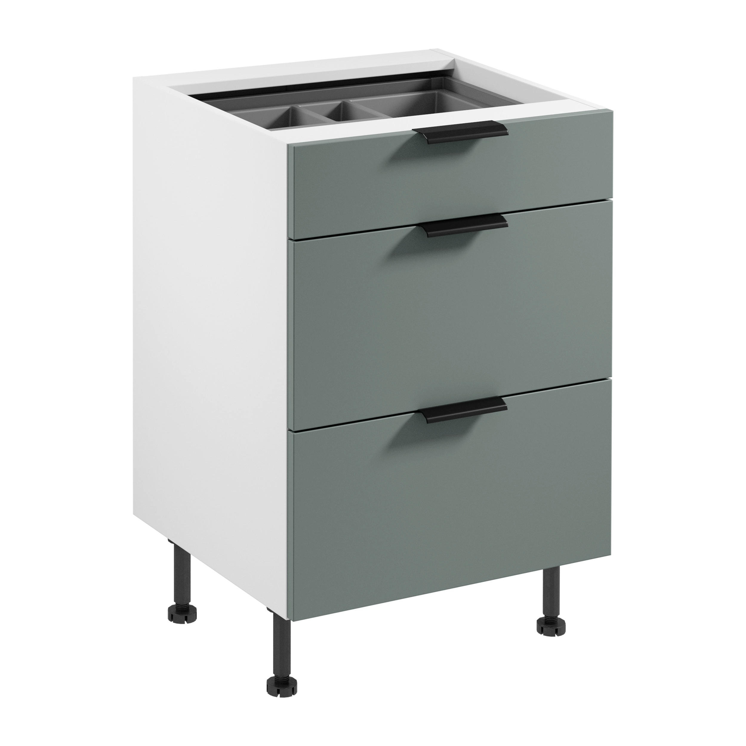 UNTERSCHRANK D60S3 AX – Sorento Weiß Grün – Weiß / Grün - Weiß/Grün, Holzwerkstoff (60/87/52cm) - ROYAL24_MARKT