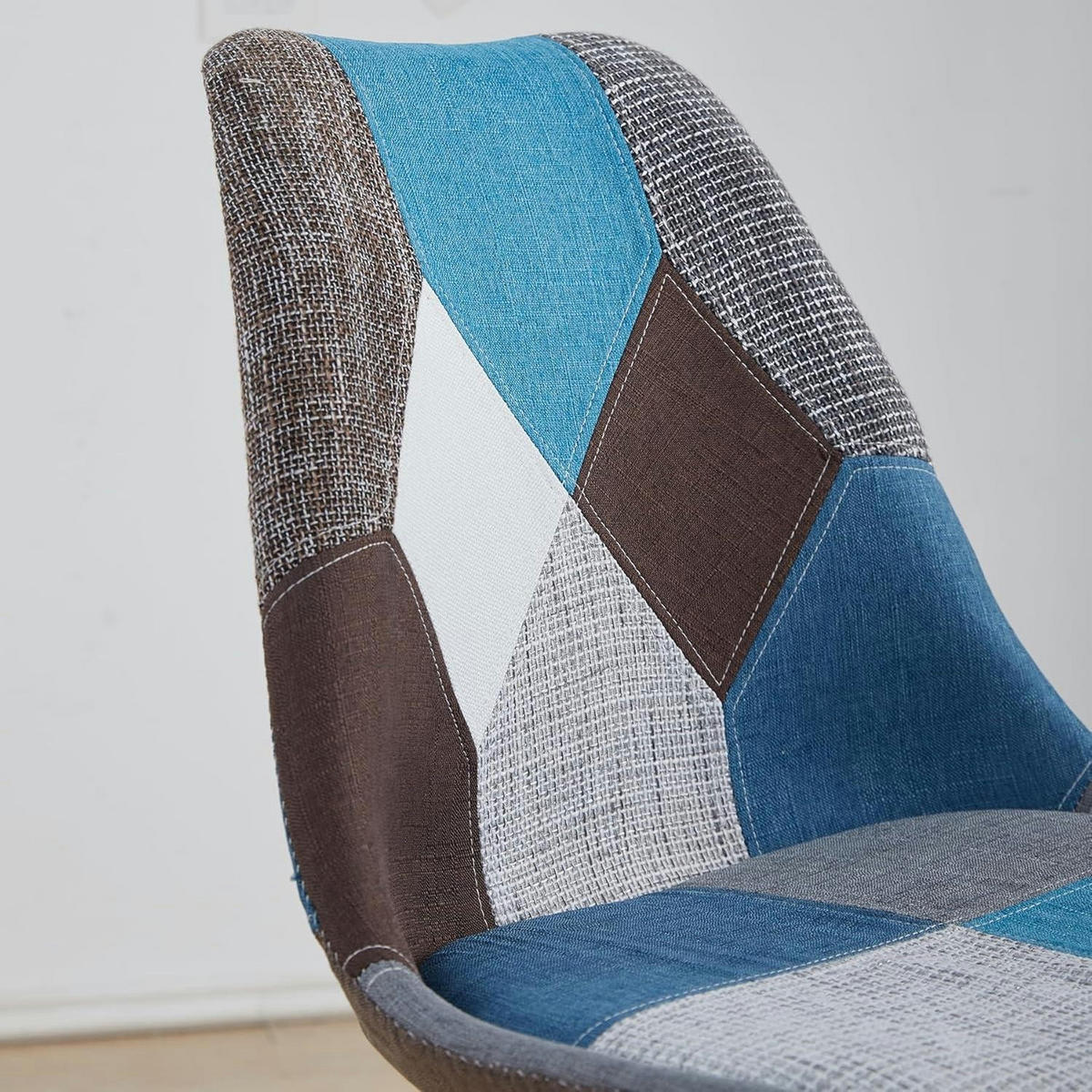 ESSZIMMERSTUHL 4-teiliges Set Patchwork Blau mit Massivholzbeinen - Multicolor, Textil (49/83/42cm)
