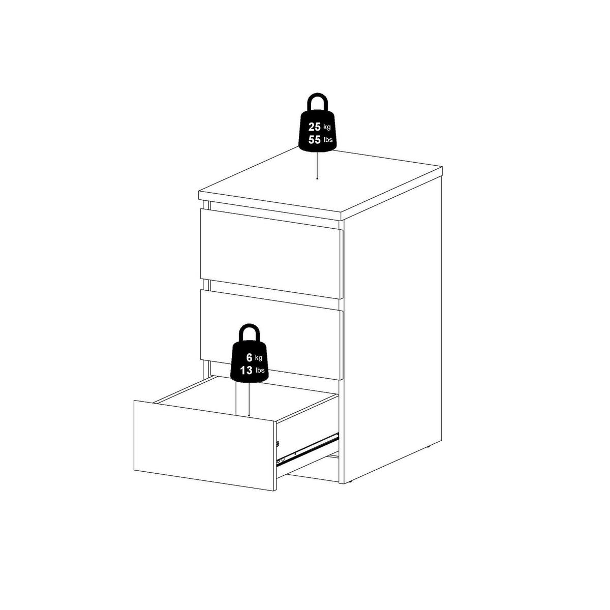 KOMMODE Schwarz 40.4/50/70.1 cm - Schwarz, Holzwerkstoff (50/70.1/40.4cm) - DMORA