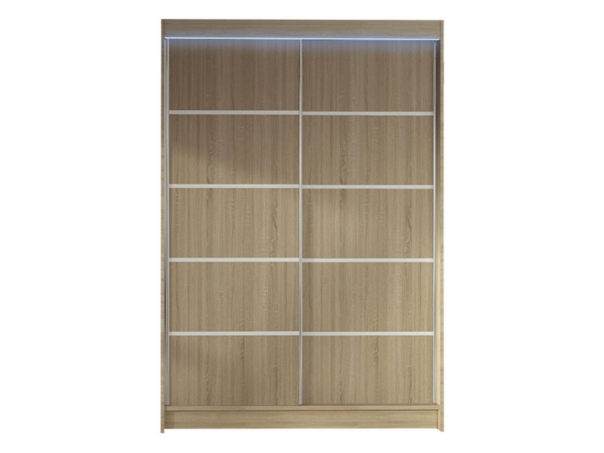 SCHWEBETÜRENSCHRANK Lino IV mit RGB LED Beleuchtung - Sonoma Eiche, Holzwerkstoff/Metall (120/200/58cm) - MIRJAN24