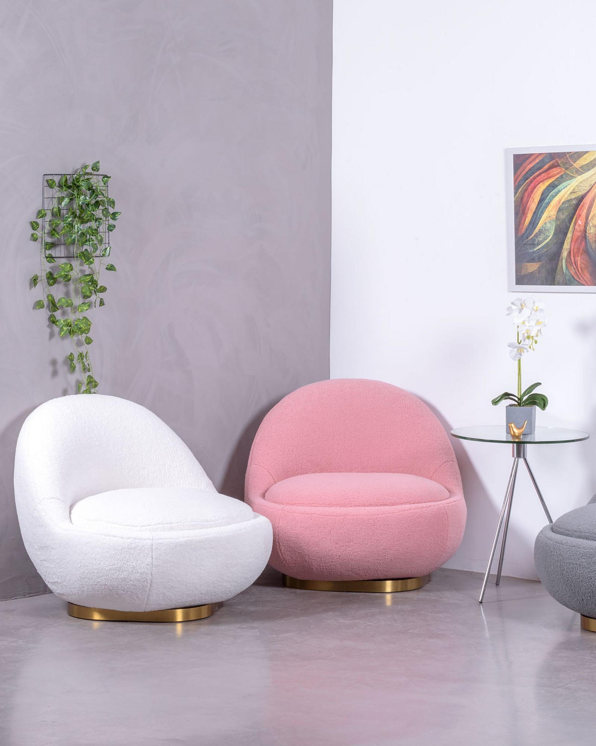 DREHSESSEL Baumwolle Weiß - Weiß, Textil (81/72/88cm) - Nest Dream