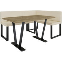 ECKBANKGRUPPE Alina - Kunstleder - 142 x 196 cm - Rechts- Beige - Beige, Leder/Metall (142/87/196cm) - AN-Moebel 4u