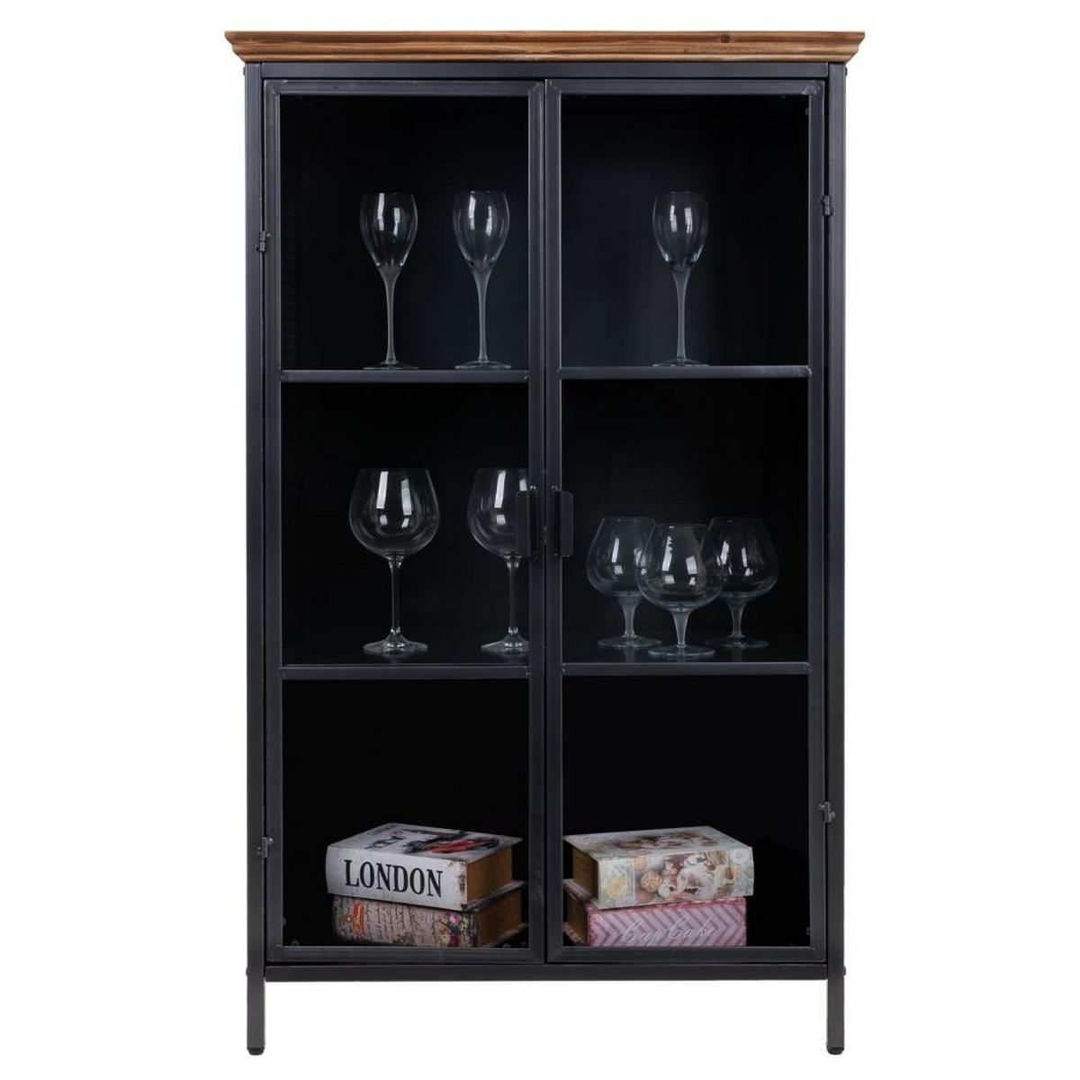 VITRINE aus Metall und Holz, Schwar, 76x37x125 - Multicolor, Metall (76/124.5/37cm) - Wanderlust