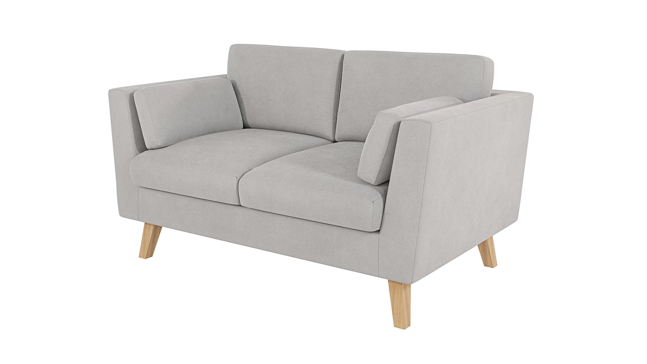 2-SITZER-SOFA Mario Silber Microfaser - Hellbraun/Silberfarben, Holz/Buchenholz (152/90/89cm) - S-Style Möbel