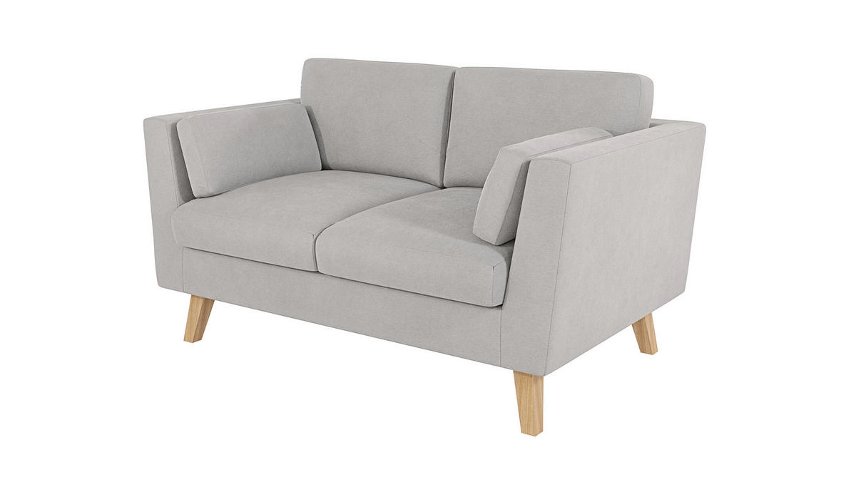 2-SITZER-SOFA Mario Silber Microfaser - Hellbraun/Silberfarben, Holz/Buchenholz (152/90/89cm) - S-Style Möbel