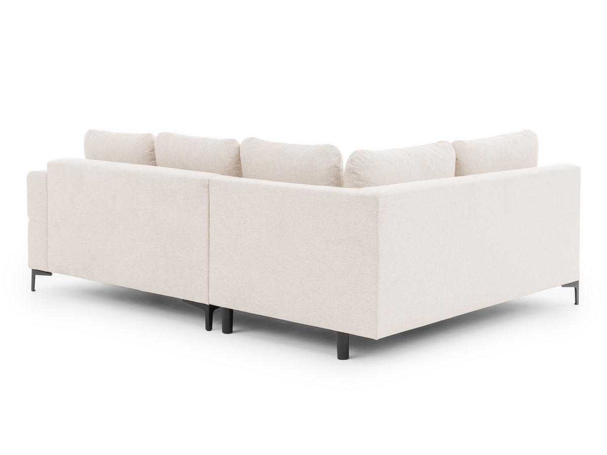 ECKSOFA Cardea in Bubble-Optik aus weichem Creme Strukturstoff mit hohem Sitzkomfort - Ottomane links - Creme/Schwarz, Holz/Textil (170/230cm) - S-Style Möbel