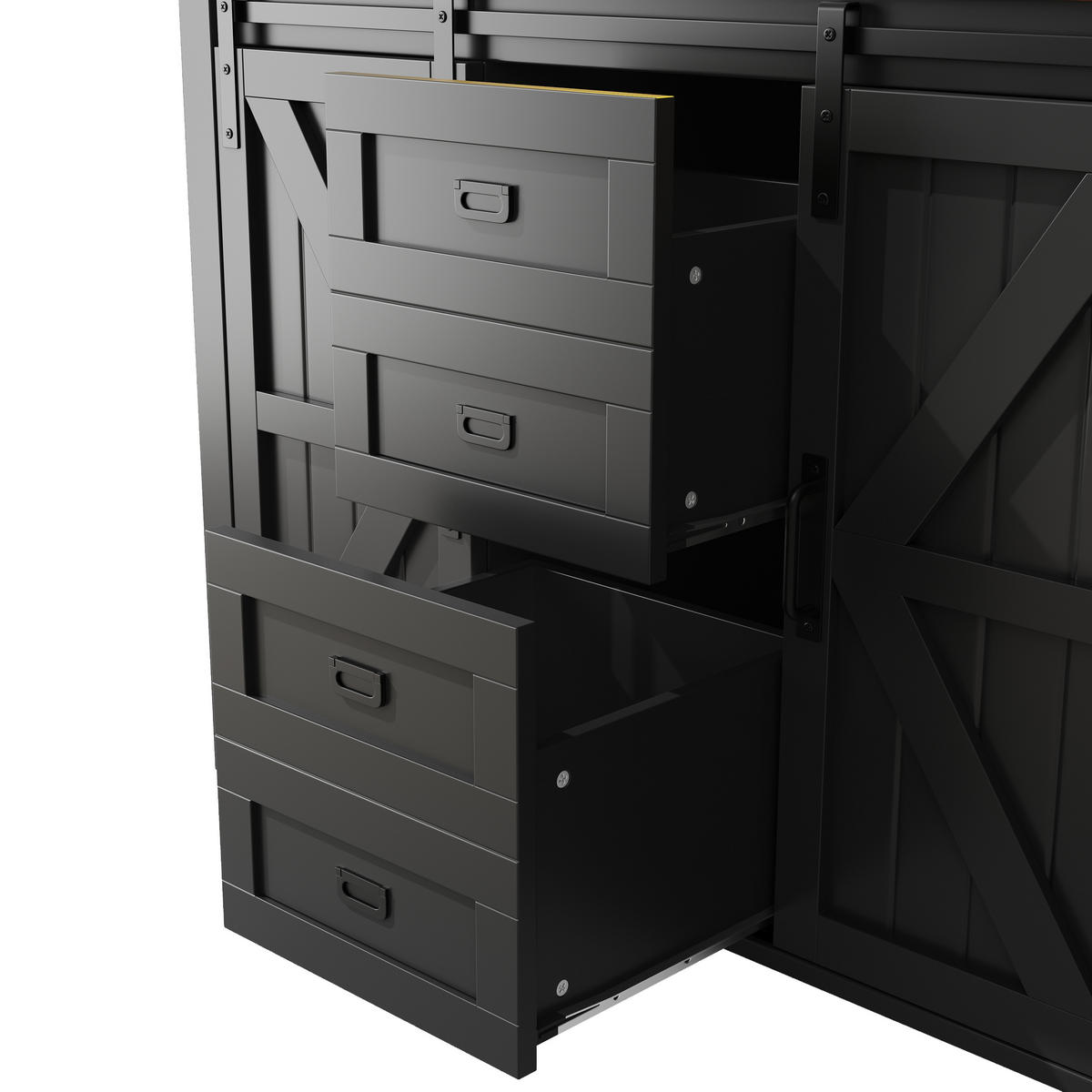 BUFFETSCHRANK Schwarz 115/40/174.7 cm - Schwarz, Holz (115/174.7/40cm) - PANGIVO